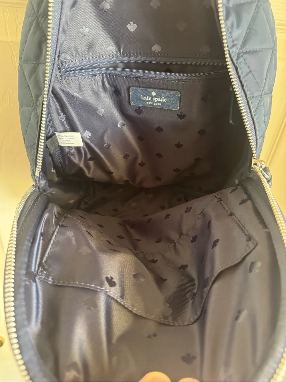 Kate Spade Mini Quilted Navy Blue Backpack
